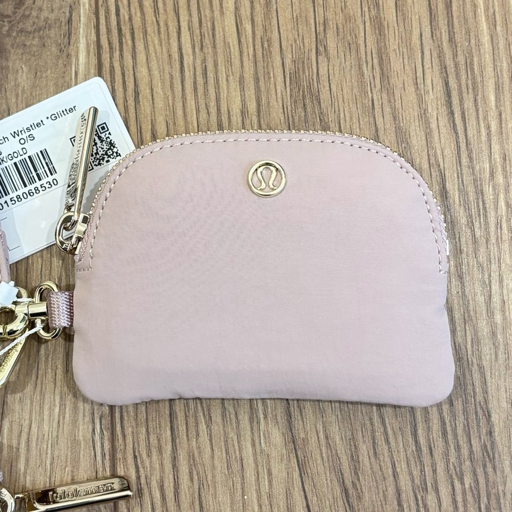 NWT Lululemon Dual Pouch Wristlet *Glitter In Pink Champagne/Mink/Gold - Picture 3 of 8
